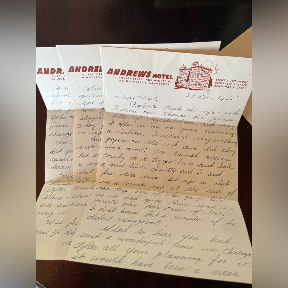 1945 WWII Solider 3 Page Letter to a Friend after getting out of the Service - Picture 4 of 5